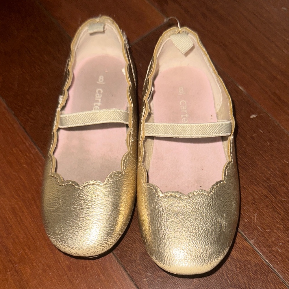 Carter's Gold Girls' Ballet Flats with Elastic Strap